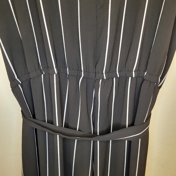 Women’s  Catherine’s Black White Stripe Wide Leg Belted Jumpsuit Size 34W - Picture 11 of 14